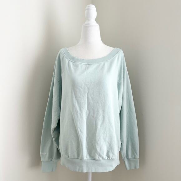 Favorite Daughter Sweaters - favorite daughter - relaxed one shoulder pullover sweatshirt crewneck blue